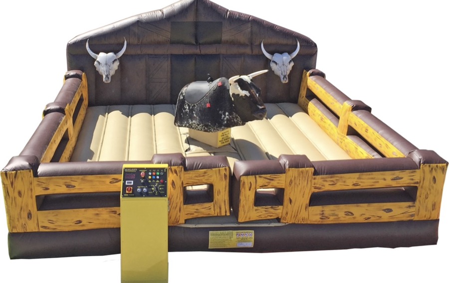 Mechanical bull setup for a large event