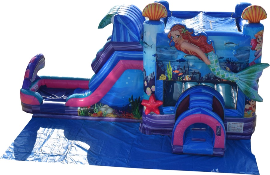 Mermaid combo bounce house with slide